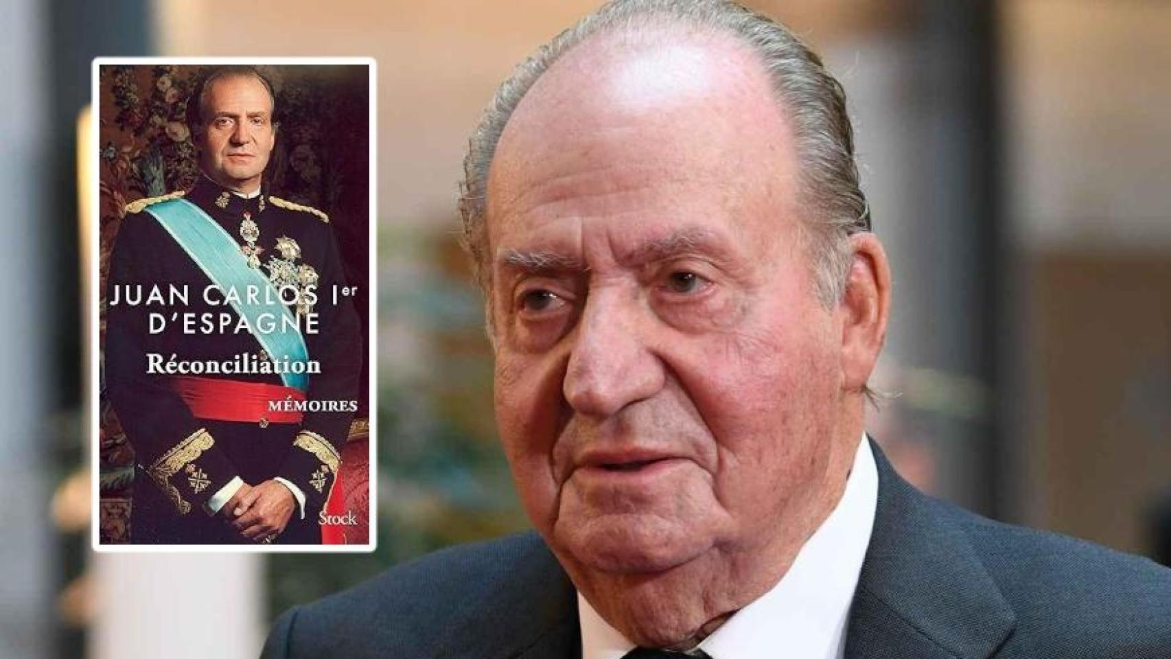Juan Carlos I y las portadas de sus memorias, en un montaje de EL ESPAÑOL.
