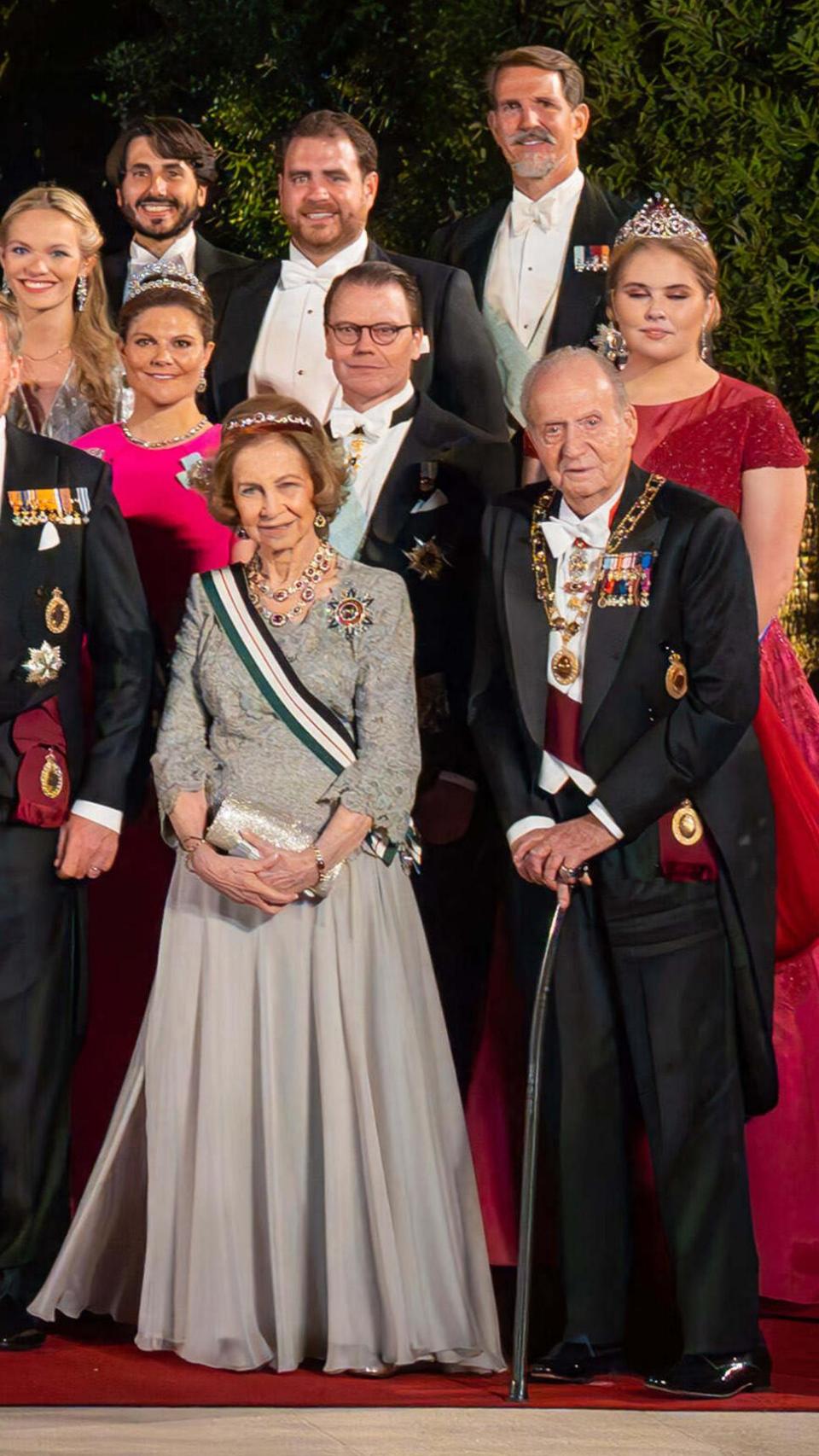 El rey Juan Carlos y la reina Sofía en la boda del príncipe heredero Hussein bin Abdullah y Rajwa Al Saif, en Ammán, el 1 de junio de 2023.