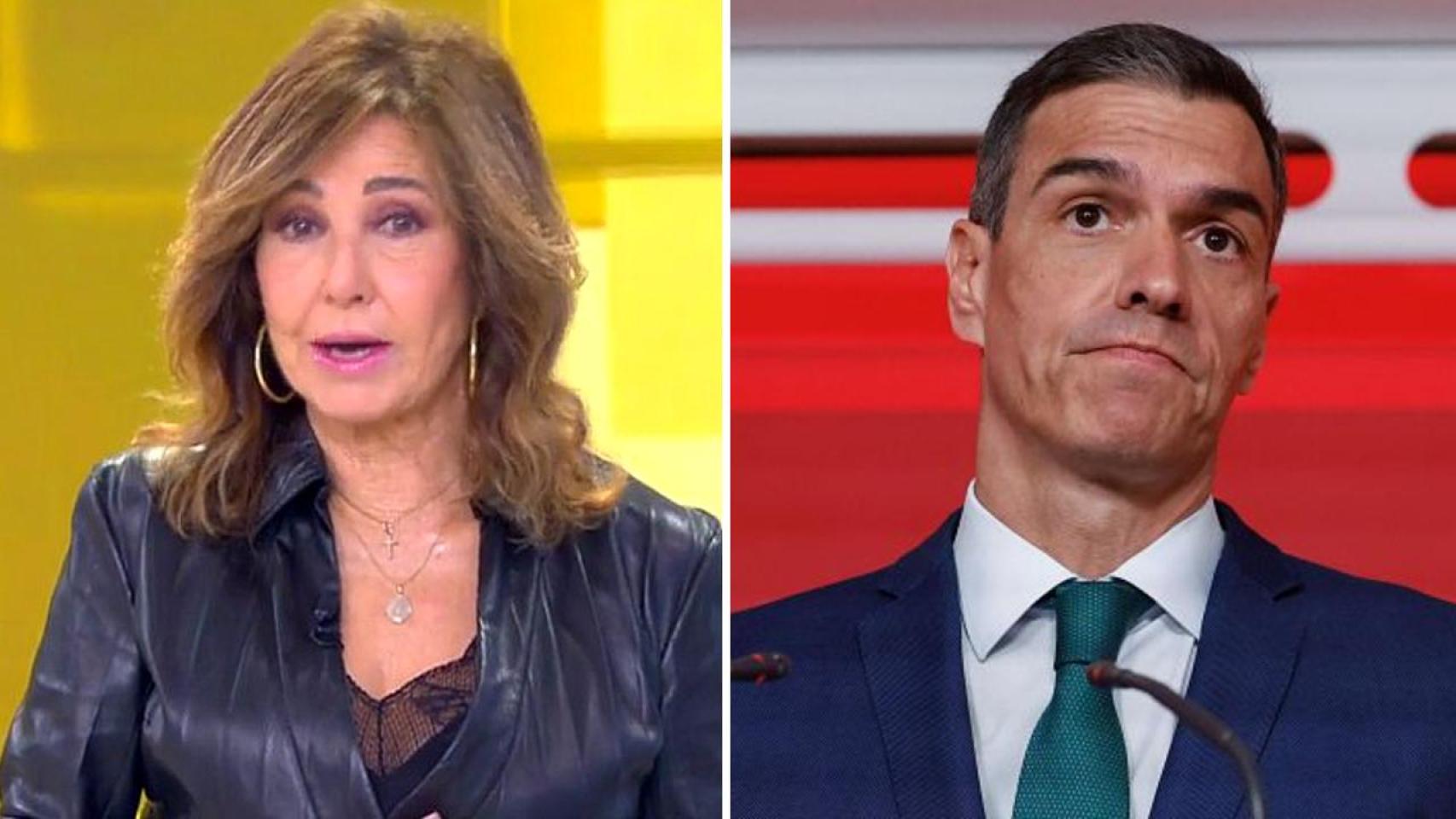 Ana Rosa Quintana y Pedro Sánchez, en un fotomontaje de BLUPER.