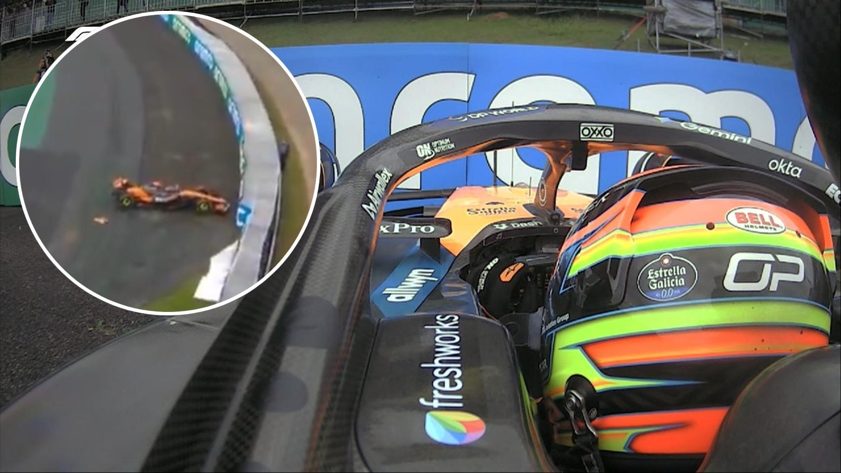 El accidente de Oscar Piastri en la carrera al sprint de Brasil