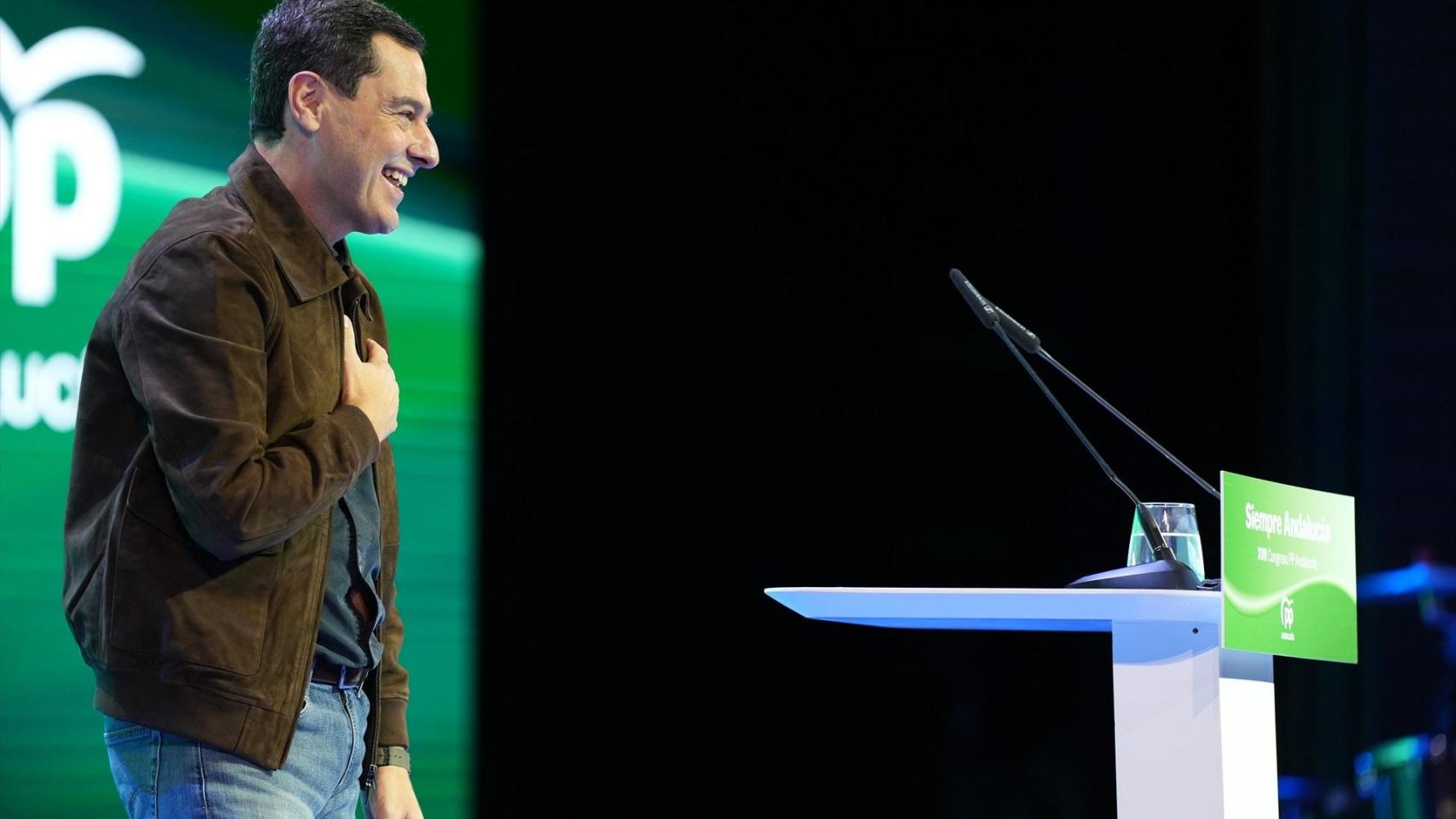 Juanma Moreno, durante la segunda jornada del XVII congreso del PP andaluz.