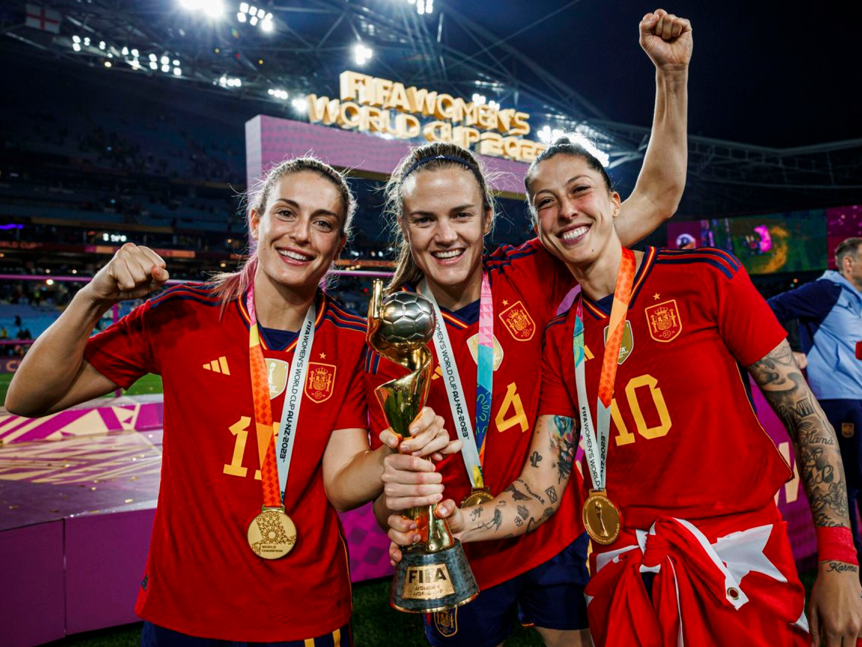 Las campeonas del mundial femenino de fútbol celebran su victoria