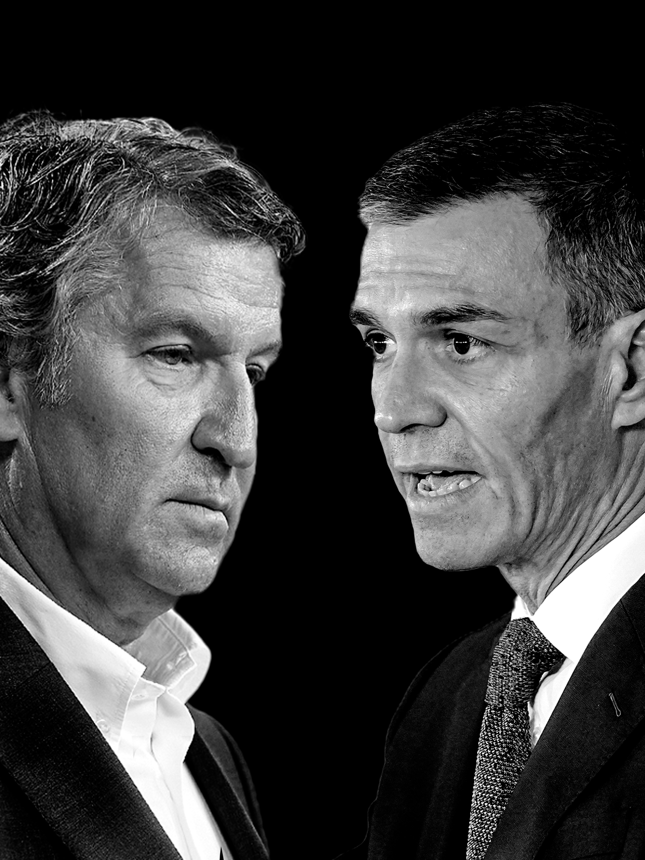 Montaje de Alberto Núñez Feijóo, líder de la oposición, contra Pedro Sánchez, presidente del Gobierno, por la prostitución