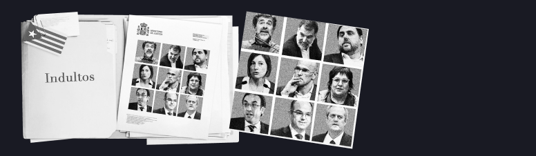 Ilustración con los indultos del Gobierno a los responsables del proceso independentista catalán