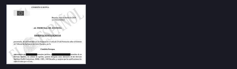Comienzo del escrito de 'Observaciones escritas' de la Comisión Europea al TJUE sobre la ley de amnistía
