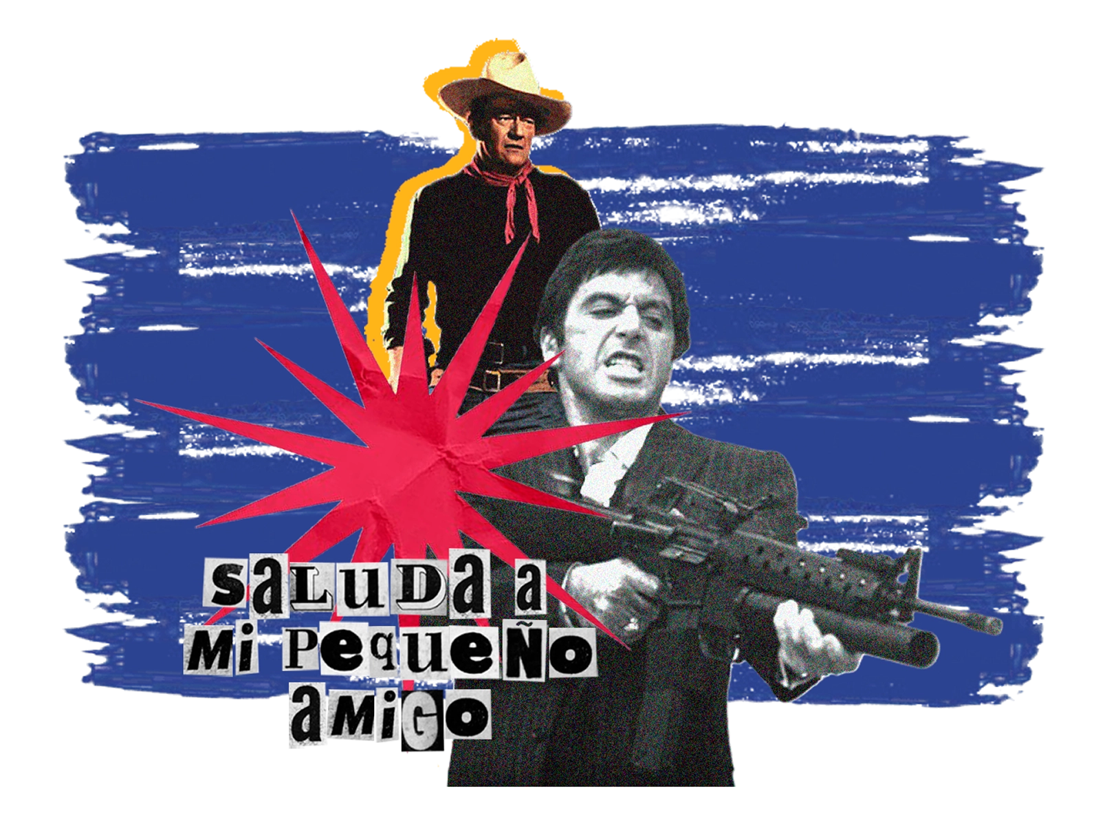 Collage de John Wayne y Al Pacino