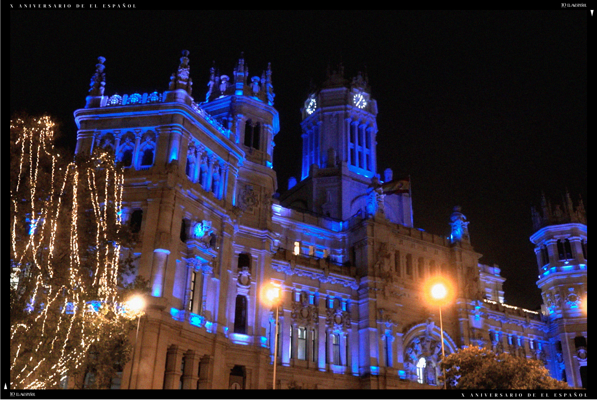 El Palacio de Cibeles iluminado durante la velada