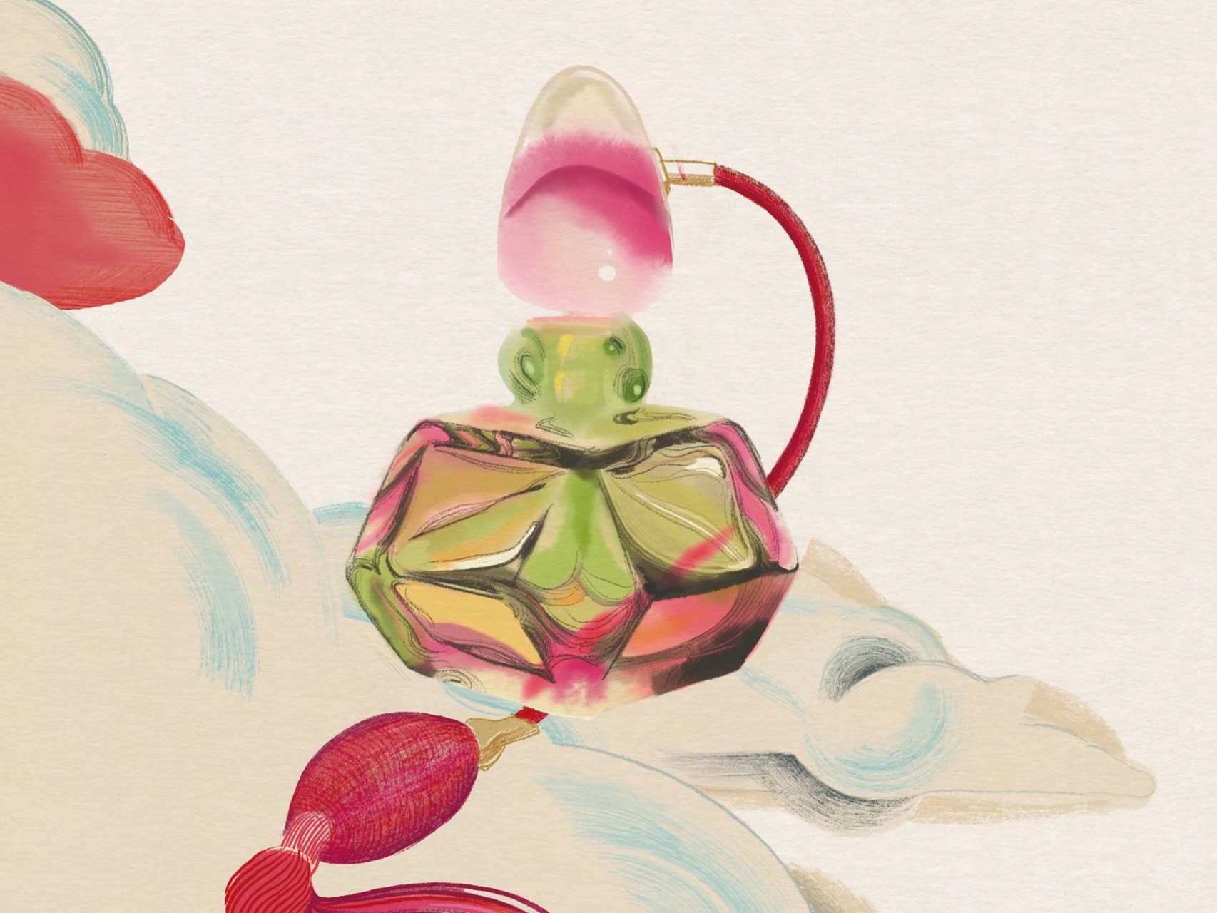 Ilustración de Carmen García Huerta del listado Top100 Lujos de Perfumes