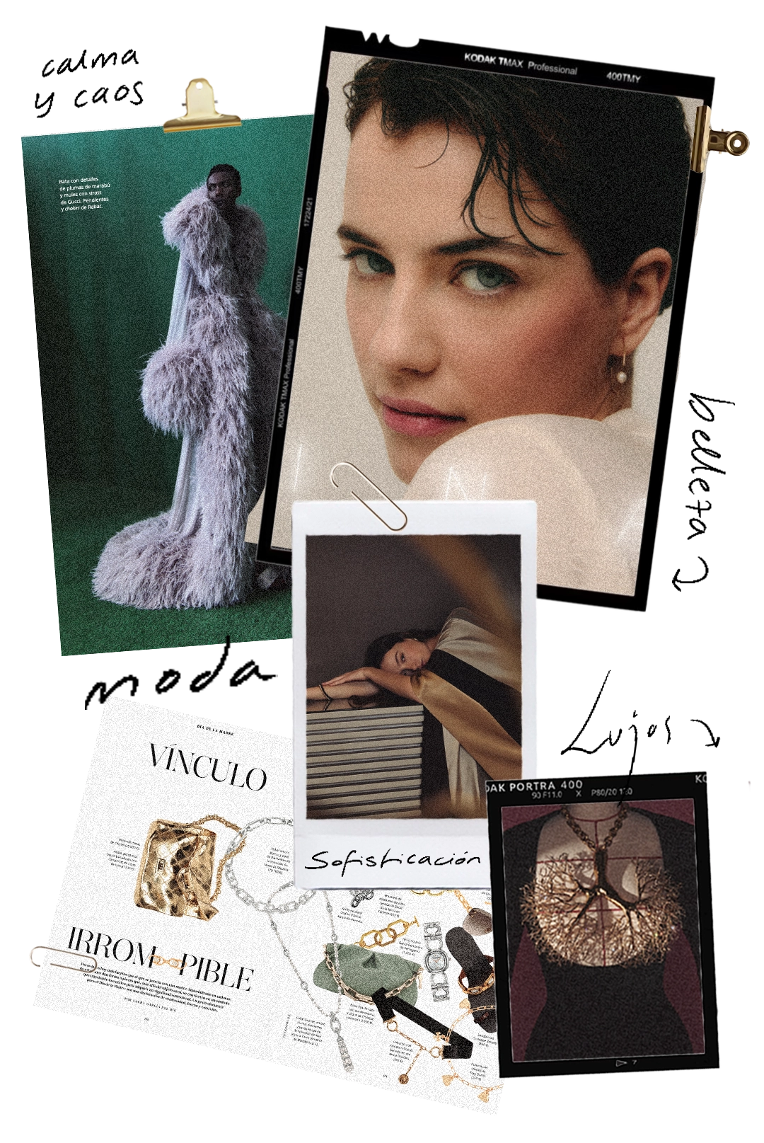 Collage del contenido de moda y belleza del tercer Bookazine