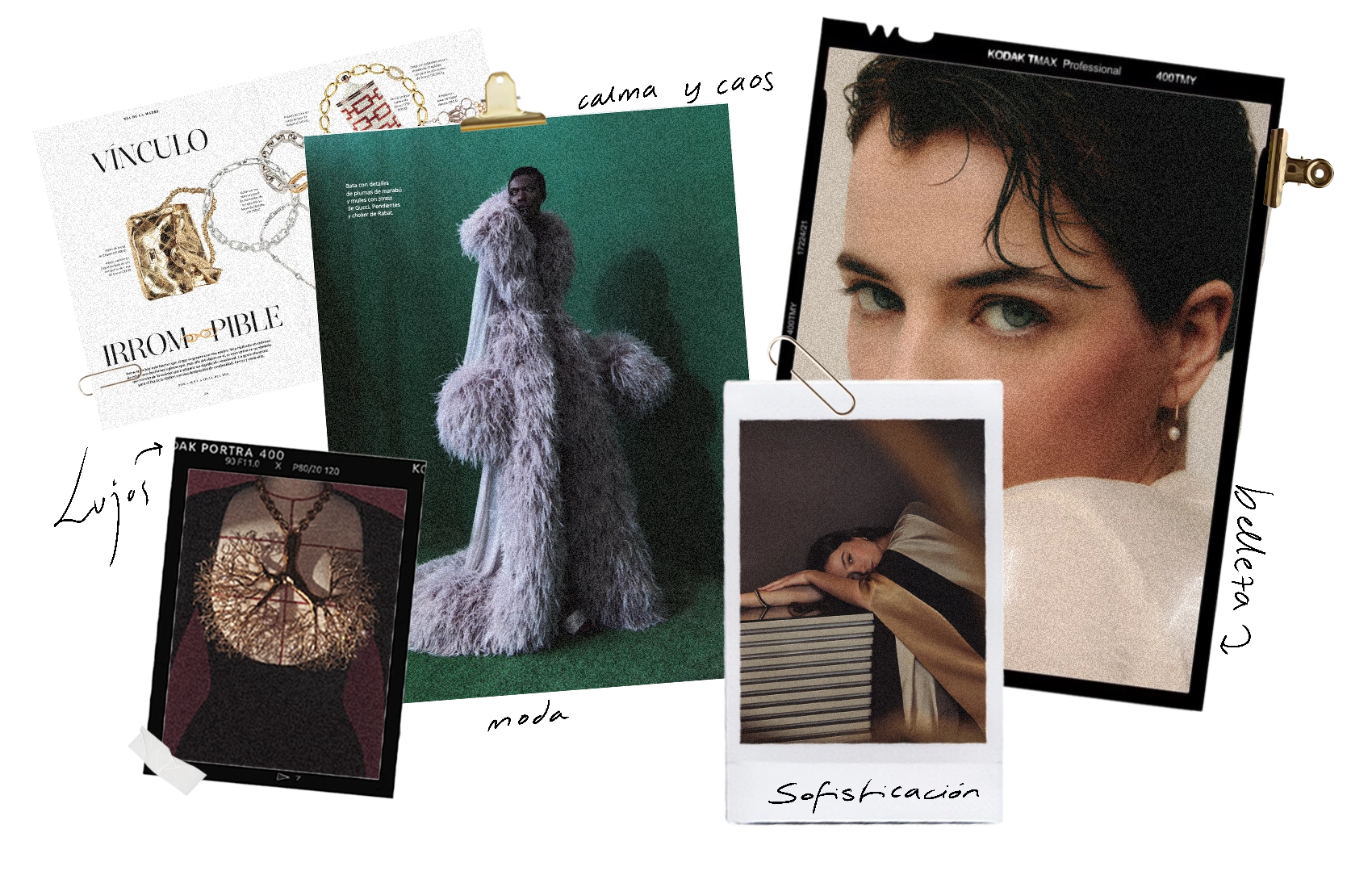 Collage del contenido de moda y belleza del tercer Bookazine