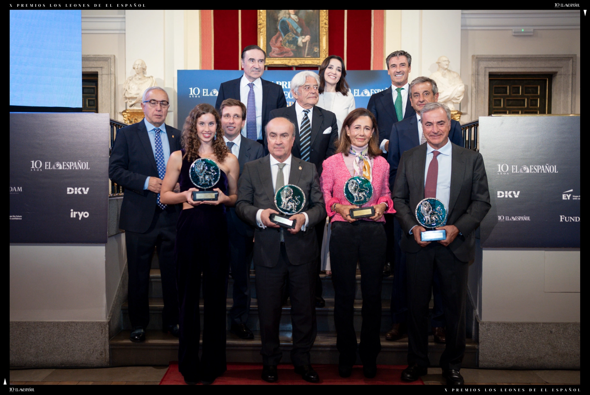 De arriba a abajo e izquierda a derecha: Pedro J. Ramírez, Cruz Sánchez de Lara, Federico Linares, Alejandro Blanco, José Luis Martínez-Almeida, Luis Alberto Lacalle, Luis Moya, Iris Tió, Mariano Jabonero, Ana Botín y Carlos Sainz