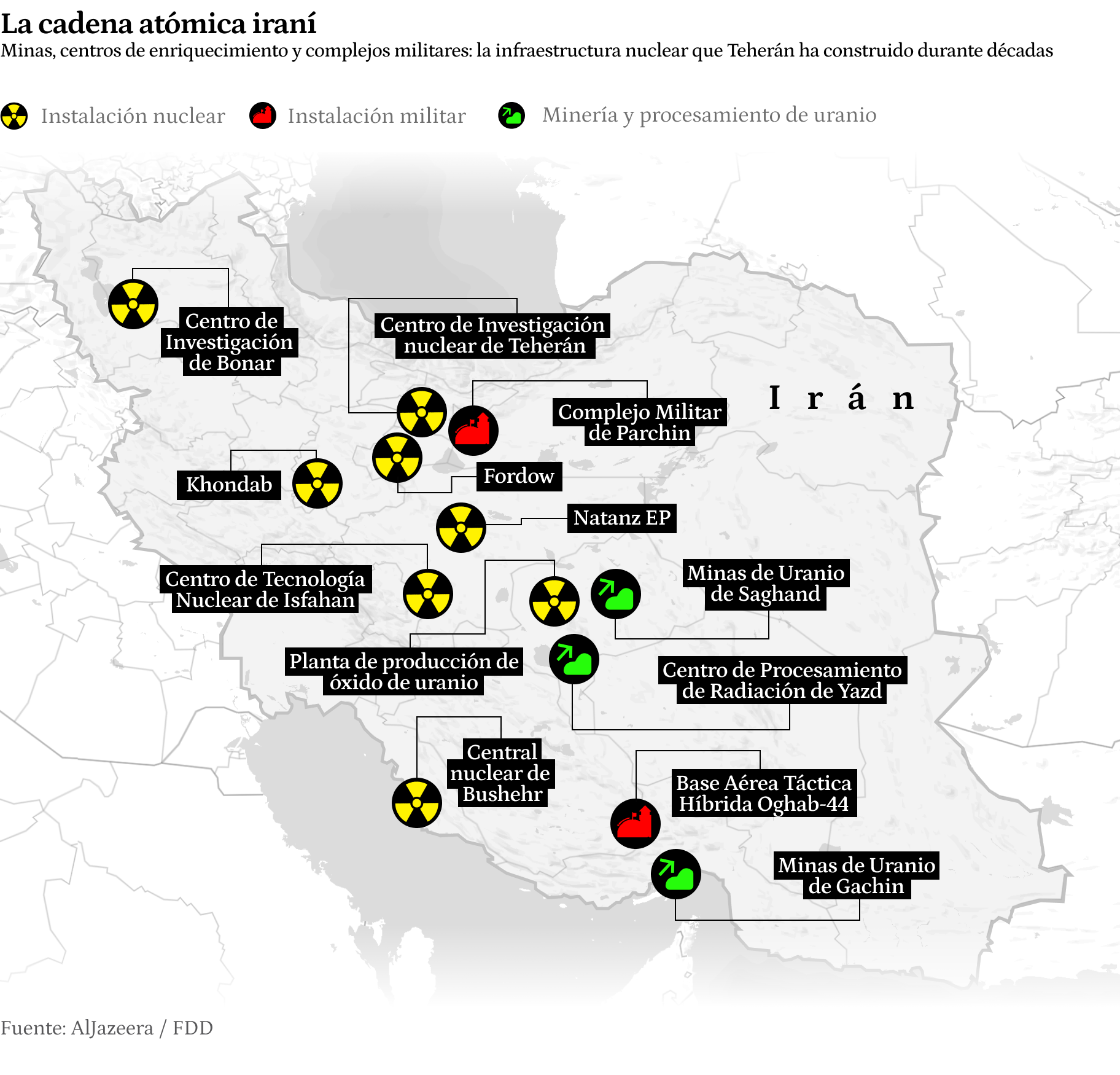 Mapa de la energía nuclear en Irán