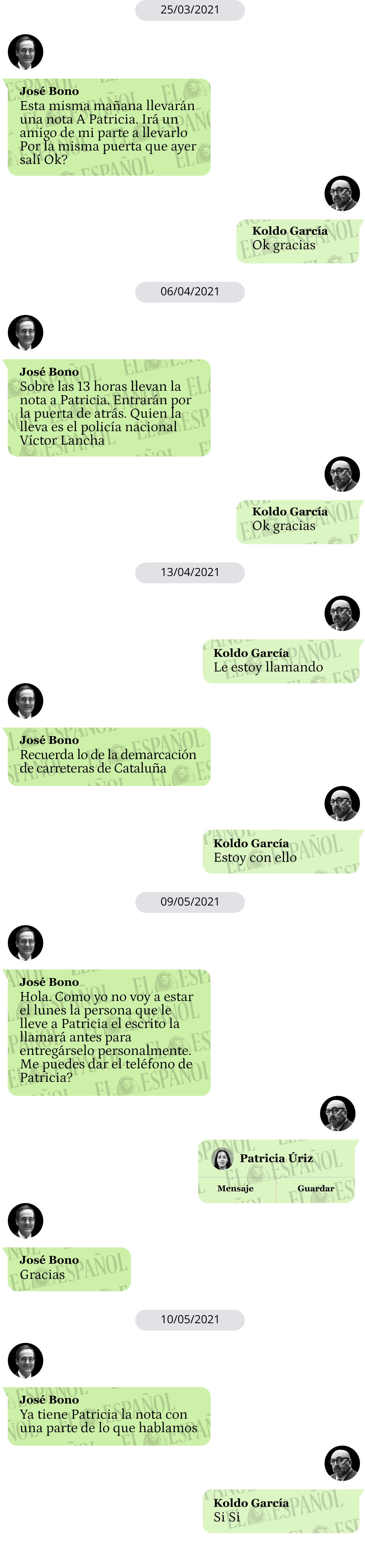 Conversación de Jose Bono con Koldo García en 2021