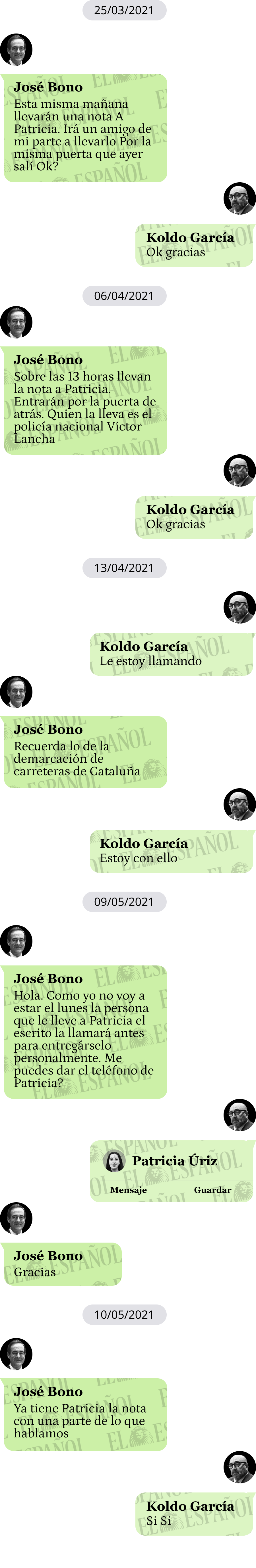 Conversación de Jose Bono con Koldo García en 2021