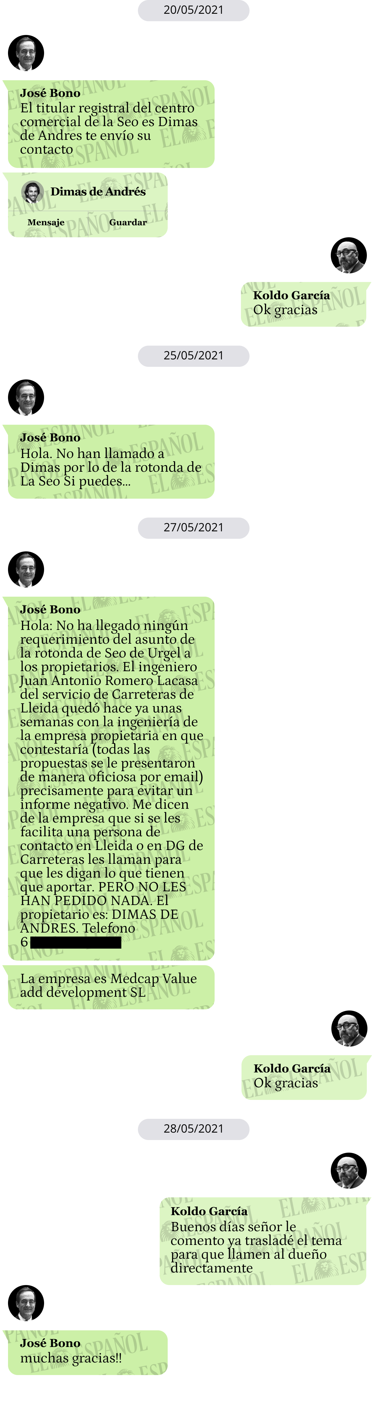 Conversación de Jose Bono con Koldo García en 2021