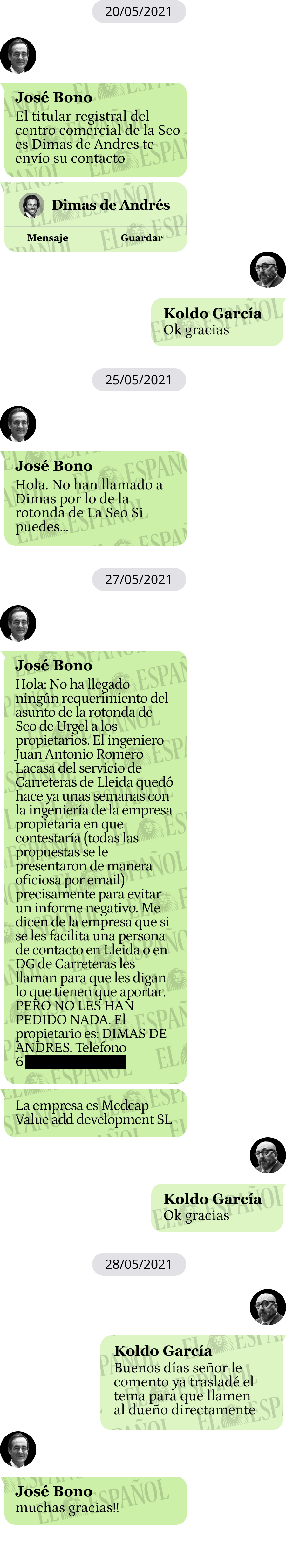 Conversación de Jose Bono con Koldo García en 2021
