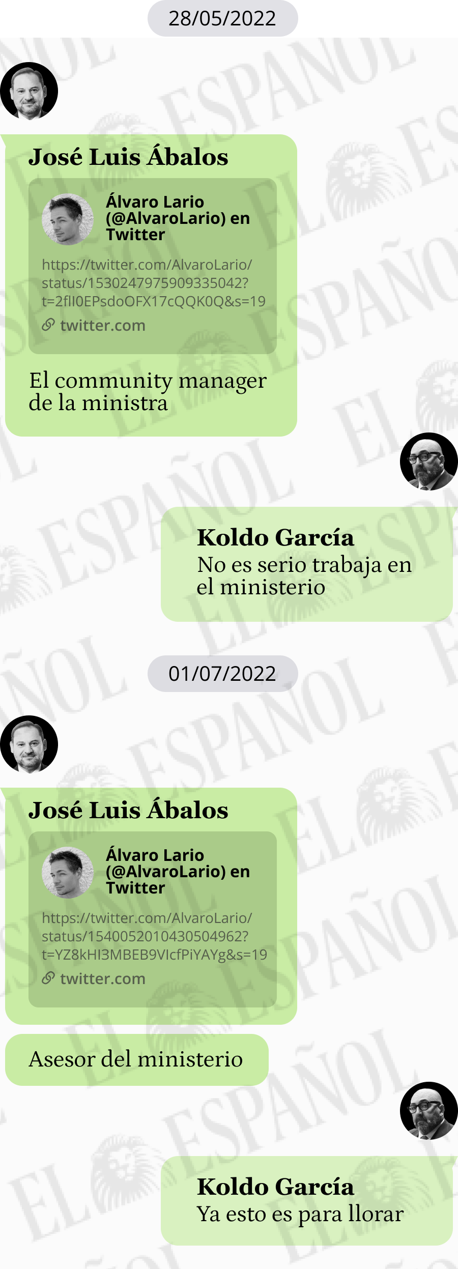 Conversación de José Luis Ábalos con Koldo García en 2021
