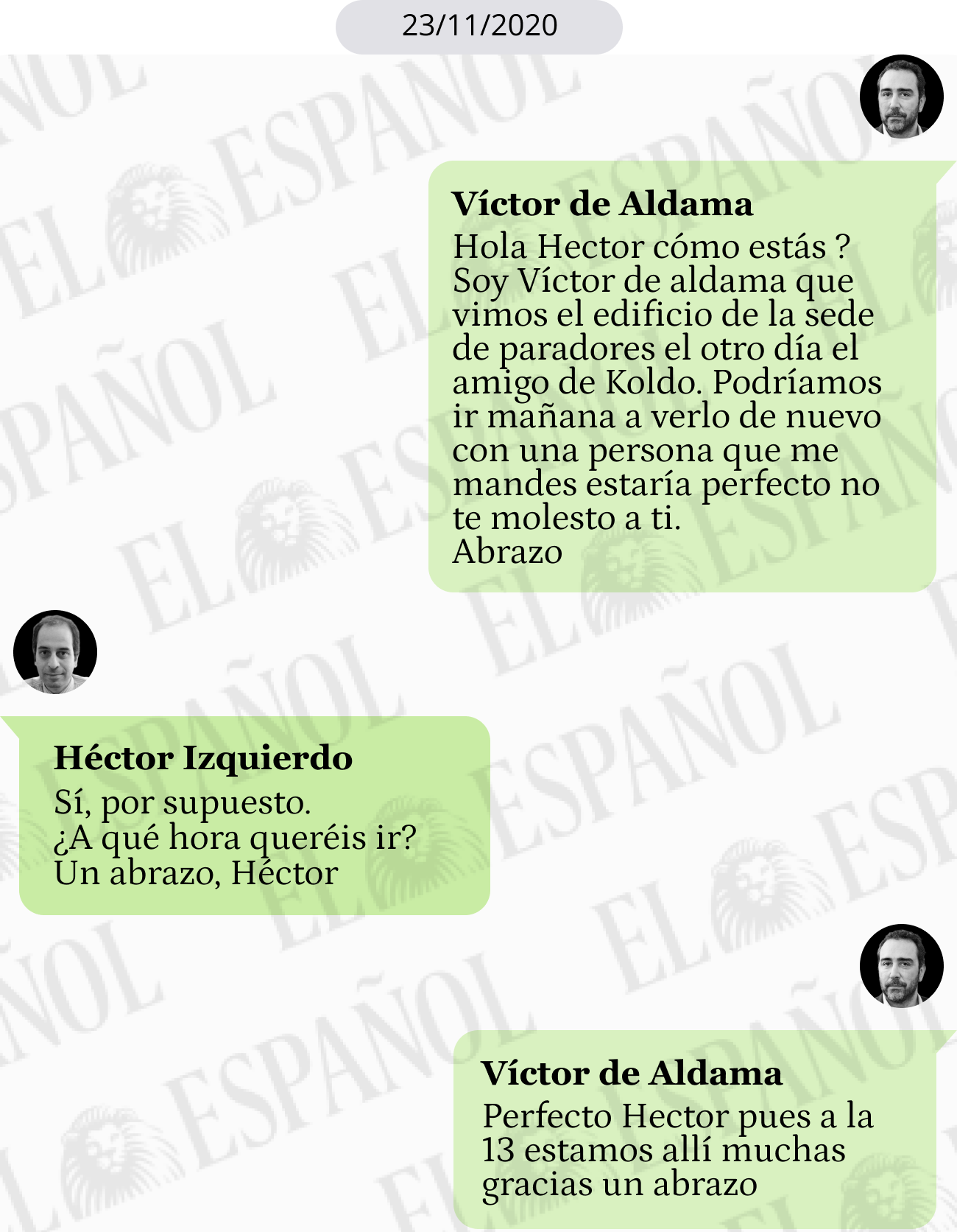Conversación de Víctor de Aldama y Héctor Izquierdo en noviembre de 2020