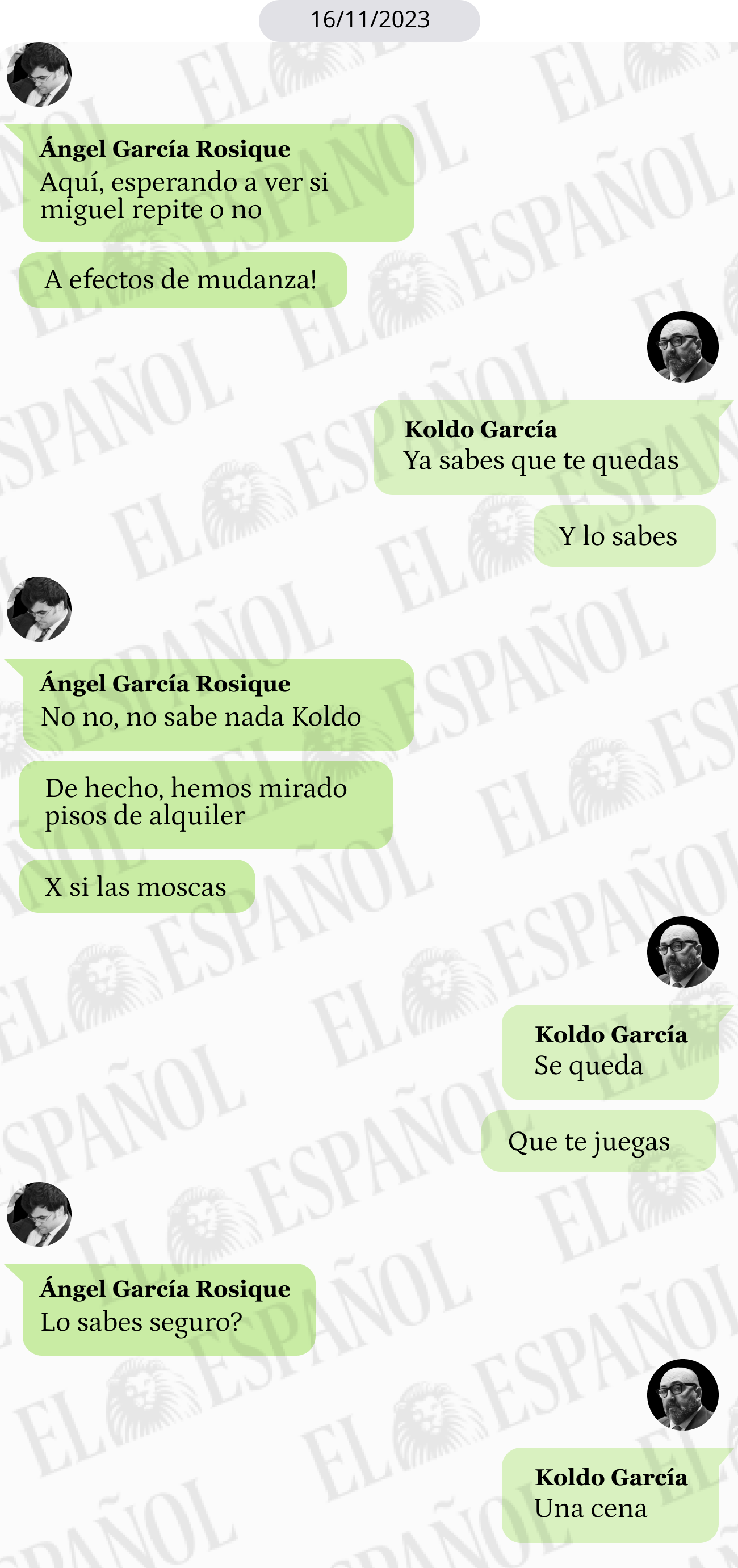 Conversación entre Ángel García Rosique y Koldo García en 2021