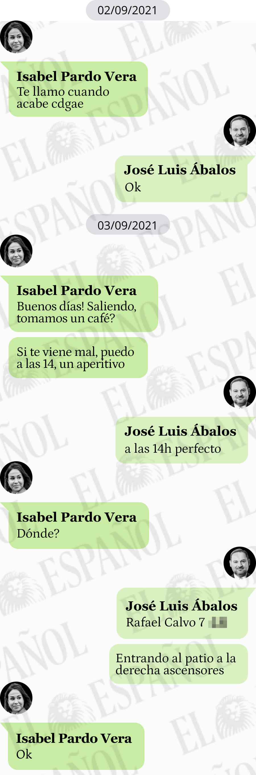 Conversación entre Isabel Pardo de Vera y José Luis Ábalos en 2021