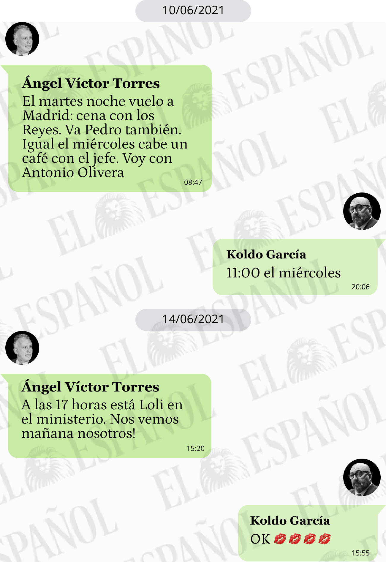 Conversación de Ángel Víctor Torres con Koldo García en 2021
