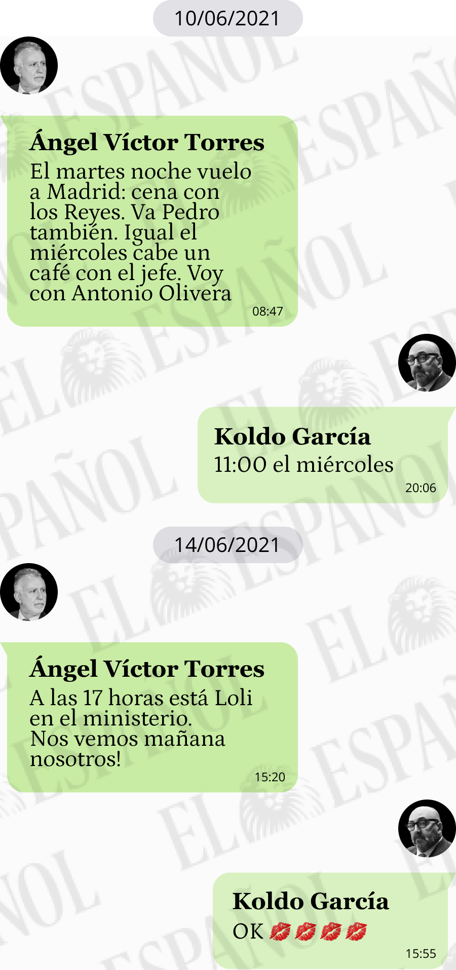 Conversación de Ángel Víctor Torres con Koldo García en 2021