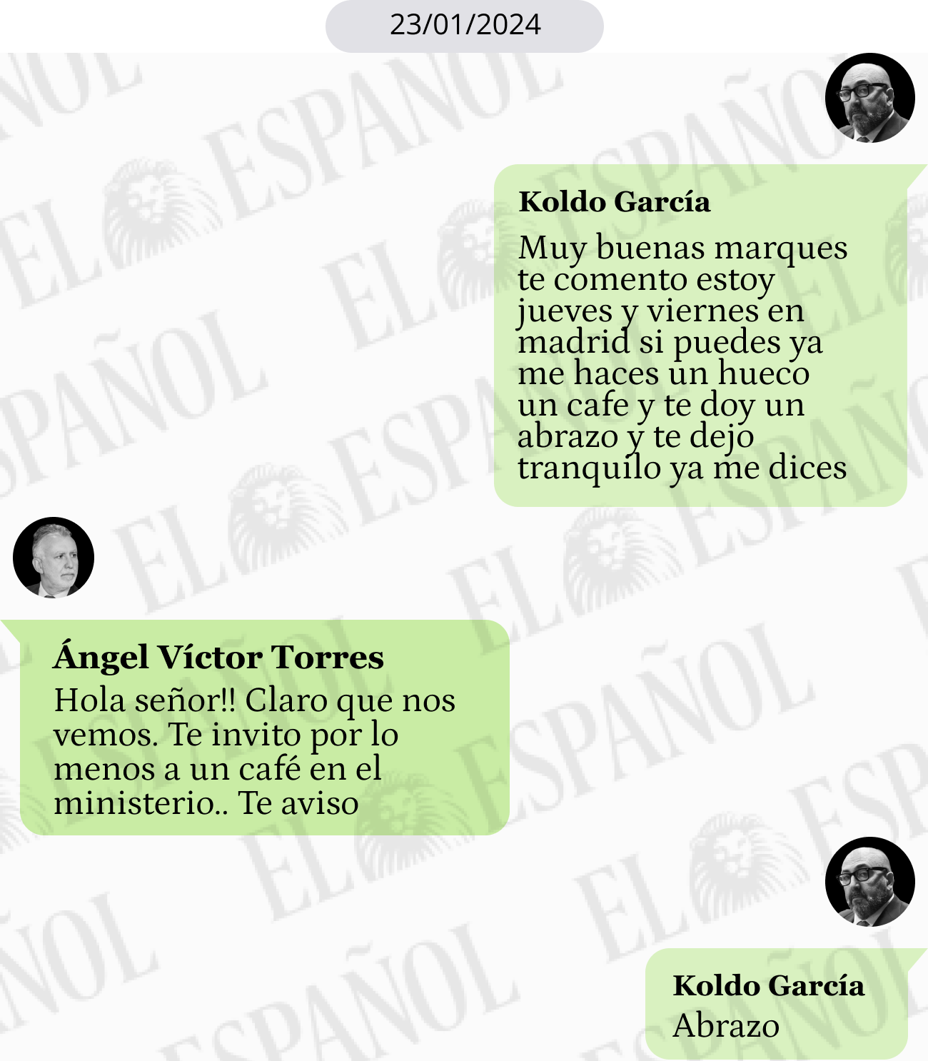 Conversación de Ángel Víctor Torres con Koldo García en 2024