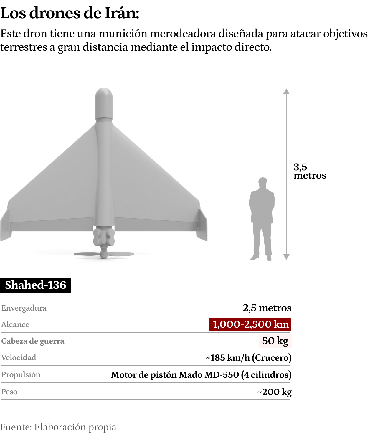 Gráfico sobre el armamento de drones que tiene Irán