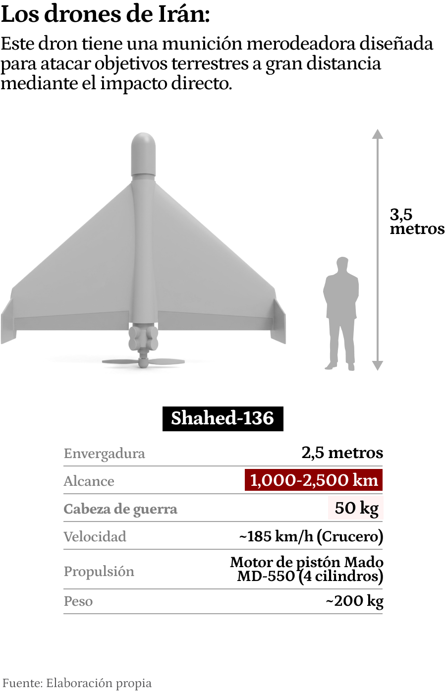 Gráfico sobre el armamento de drones que tiene Irán